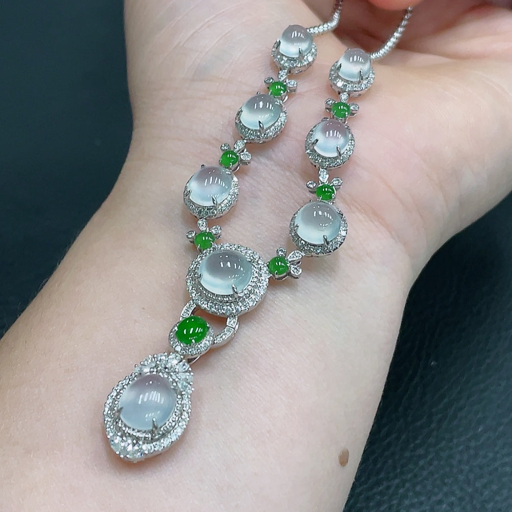 Jadeite Bezel-Set Cabochon Necklace 18k Main Chain Approx. Total Weight 13.88g