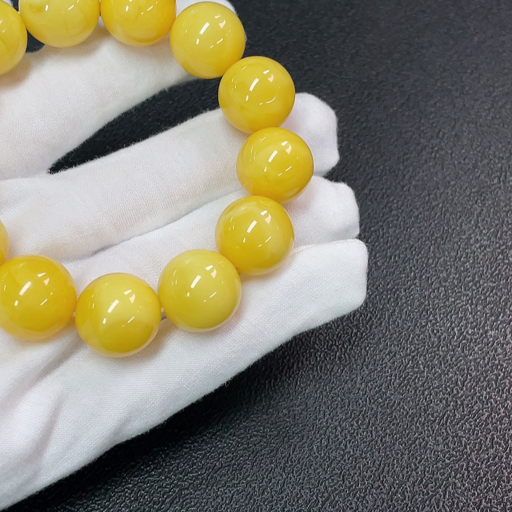 Amber Beeswax Bracelet, ., Size About 15.9mm | Huiliu Certified
