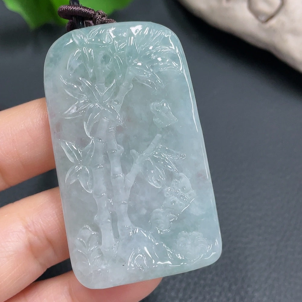 Jadeite Pendant Bamboo Joint, Non-Grade A Matching Stones, Total Weight 47.437g