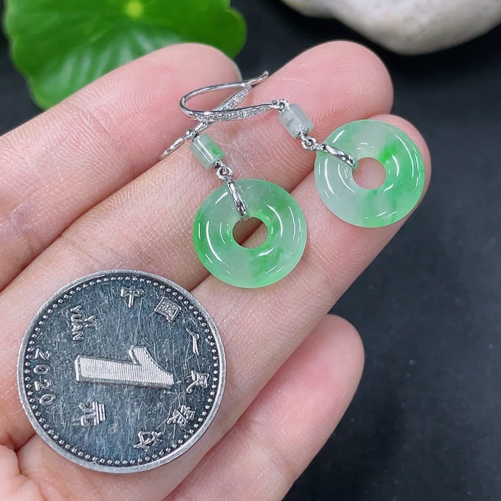 Jadeite Earrings Set in 18k Gold with Diamond Accents