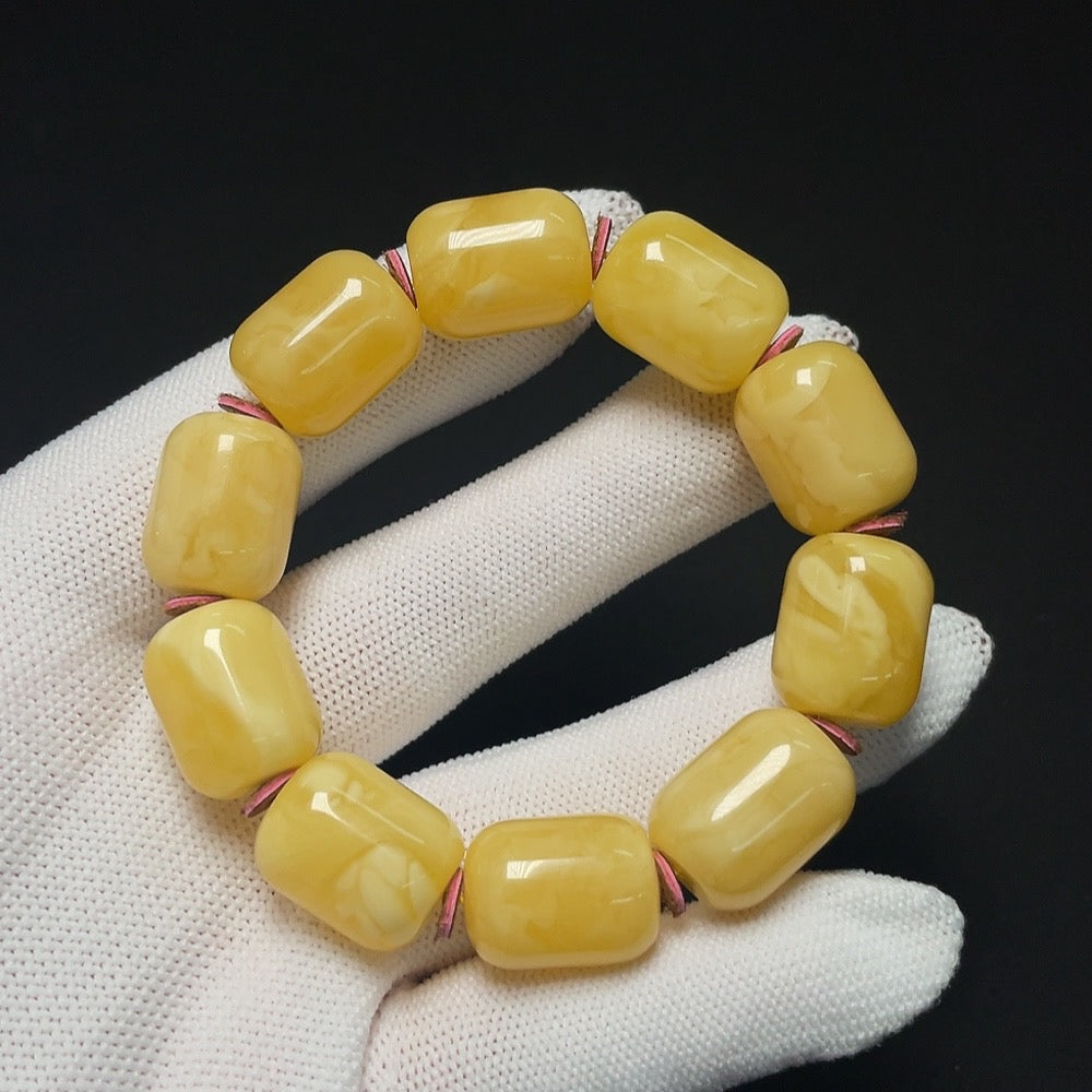 Amber Beeswax Bracelet, Total Weight Approx. 24.1g, Size About 13.5mm
