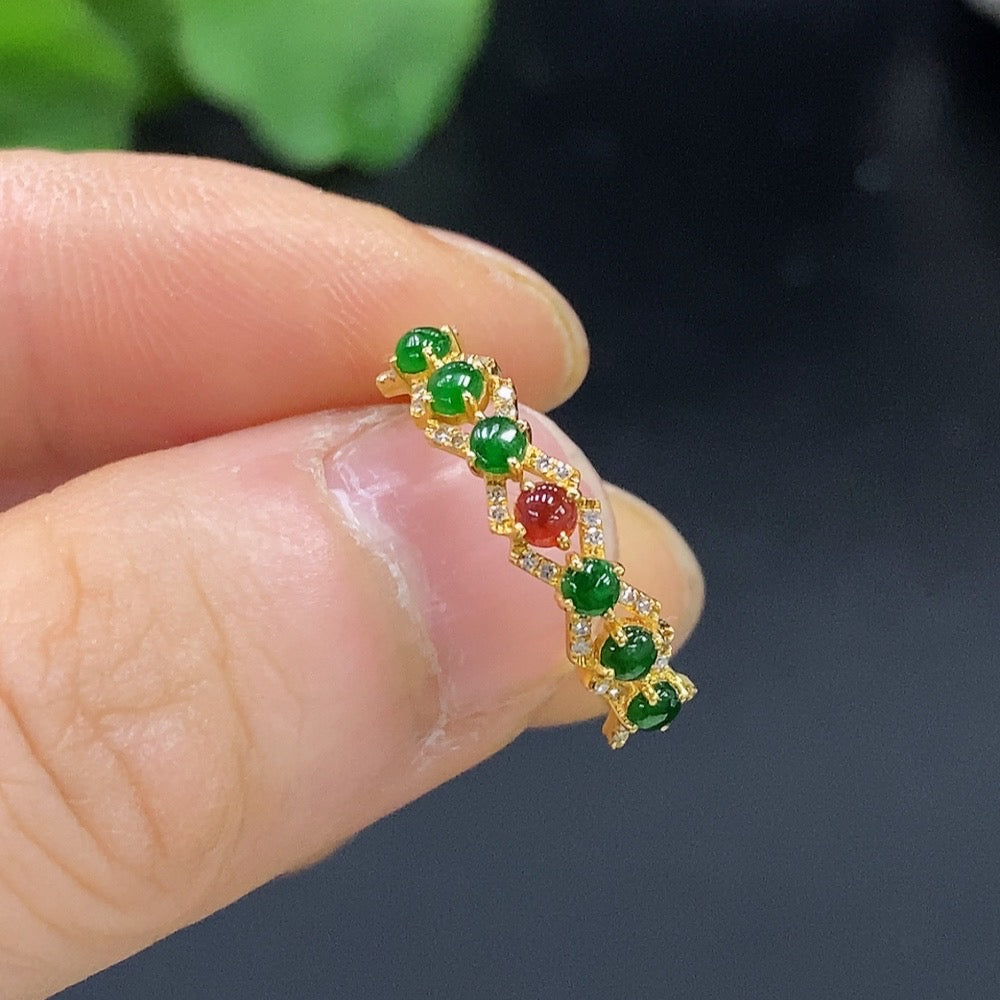 Jadeite Inlaid Ring 18k Size 13 Total Weight Approx. 1.29g Color Origin Undetermined