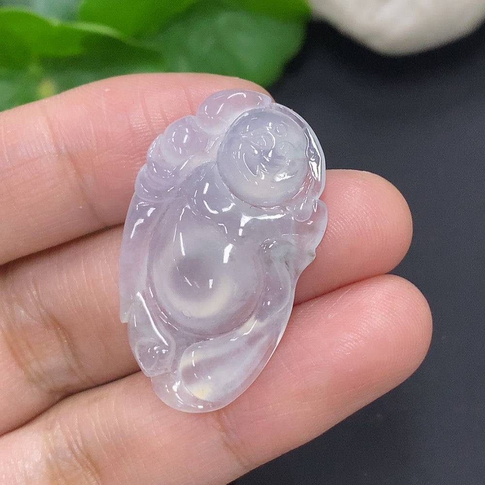 Huiliu HQ Jadeite Buddha pendant featuring a carved jade Buddha figure on a polished green jade background.