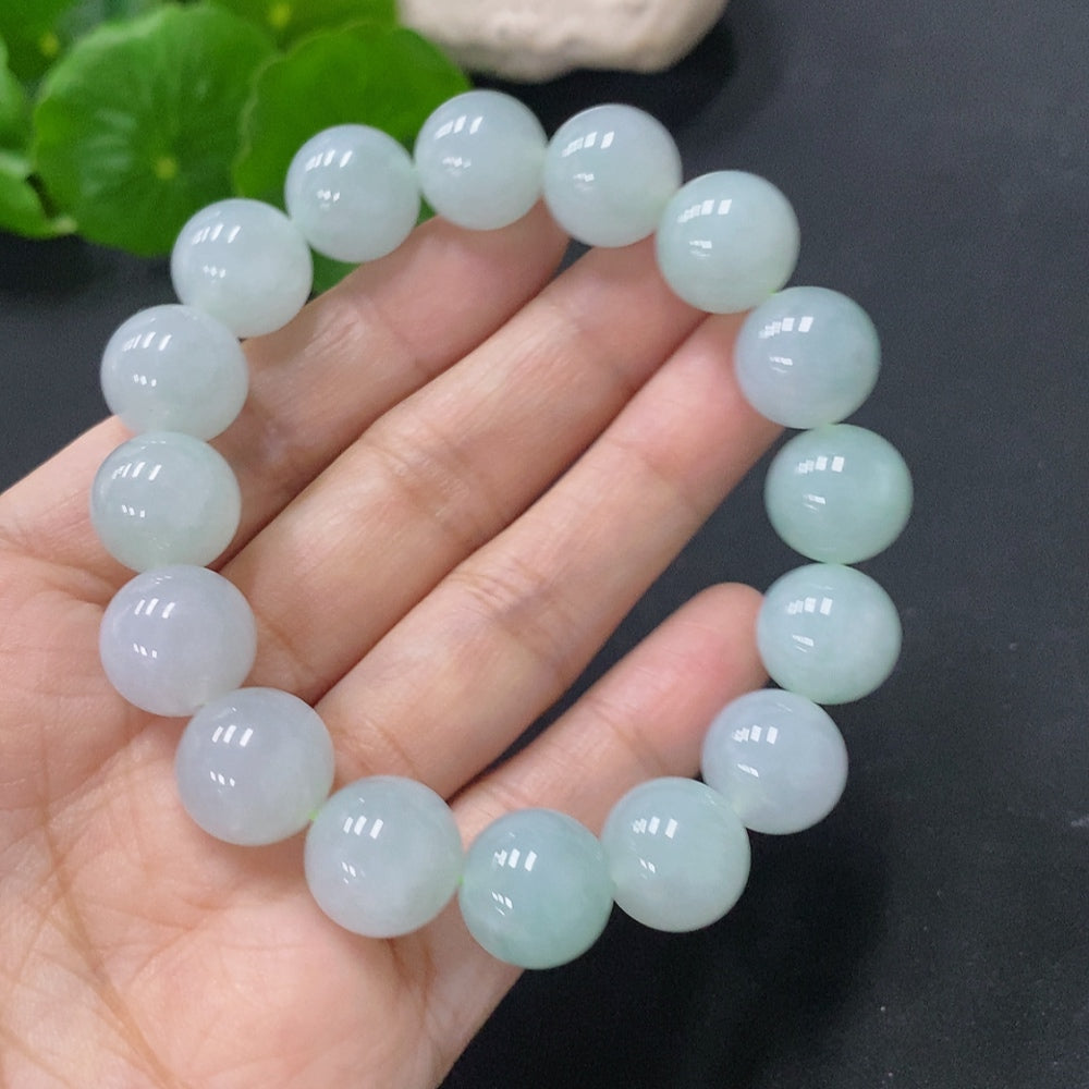 Jadeite Beads Bracelet Approx.12.5mm Total Weight 53.42g