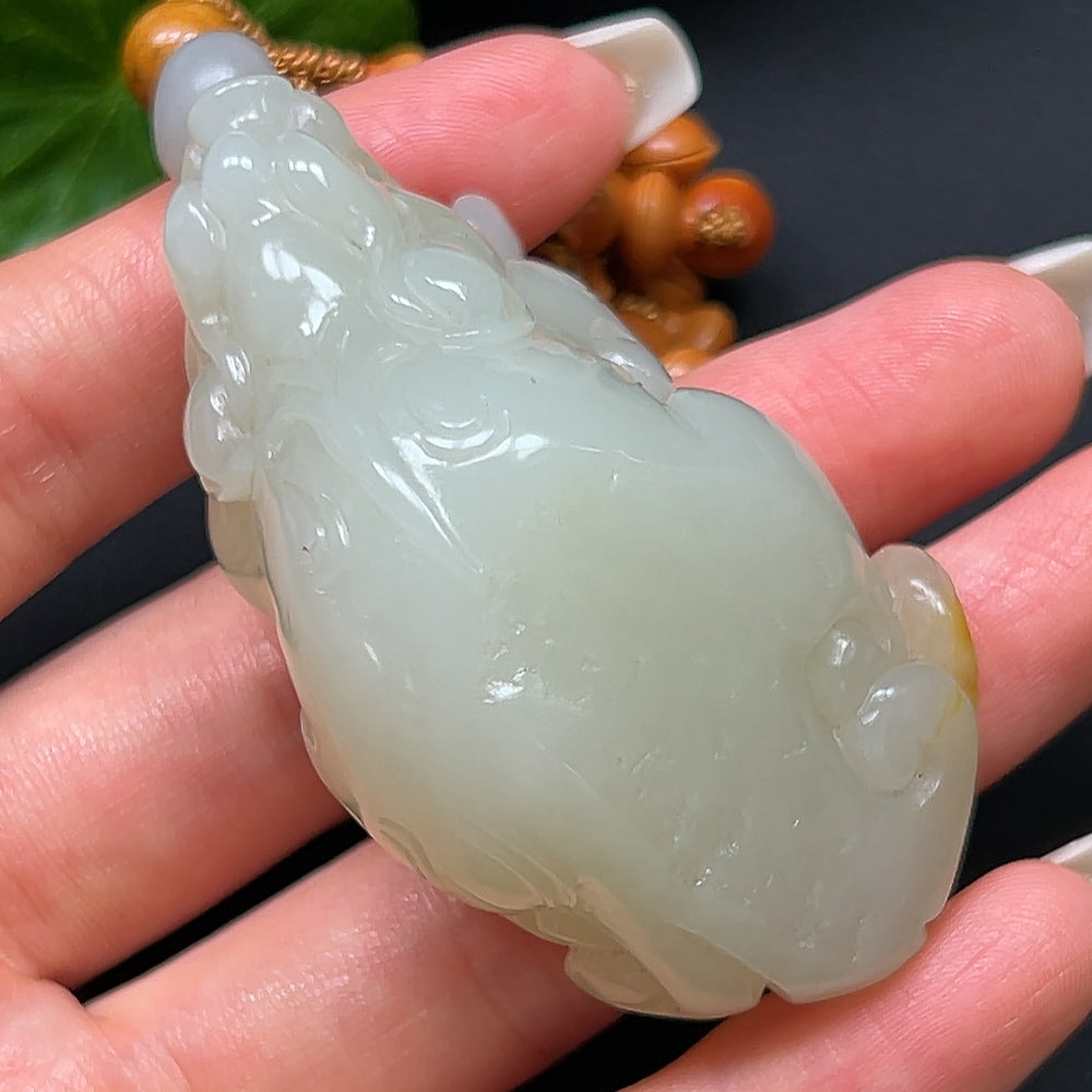 Hetian Jade Pi Xiu Pendant, color origin undetermined, including cord