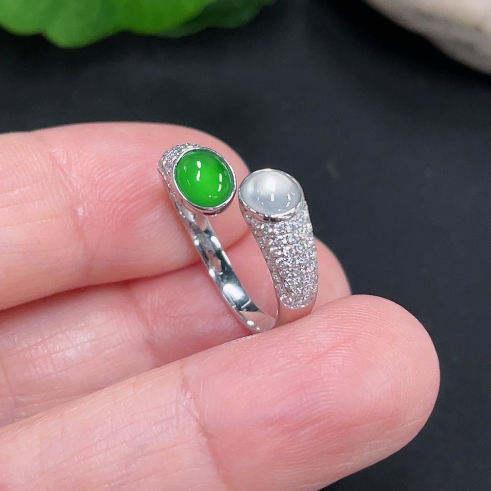 Jadeite Cabochon Ring Non-Diamond . | Huiliu Certified