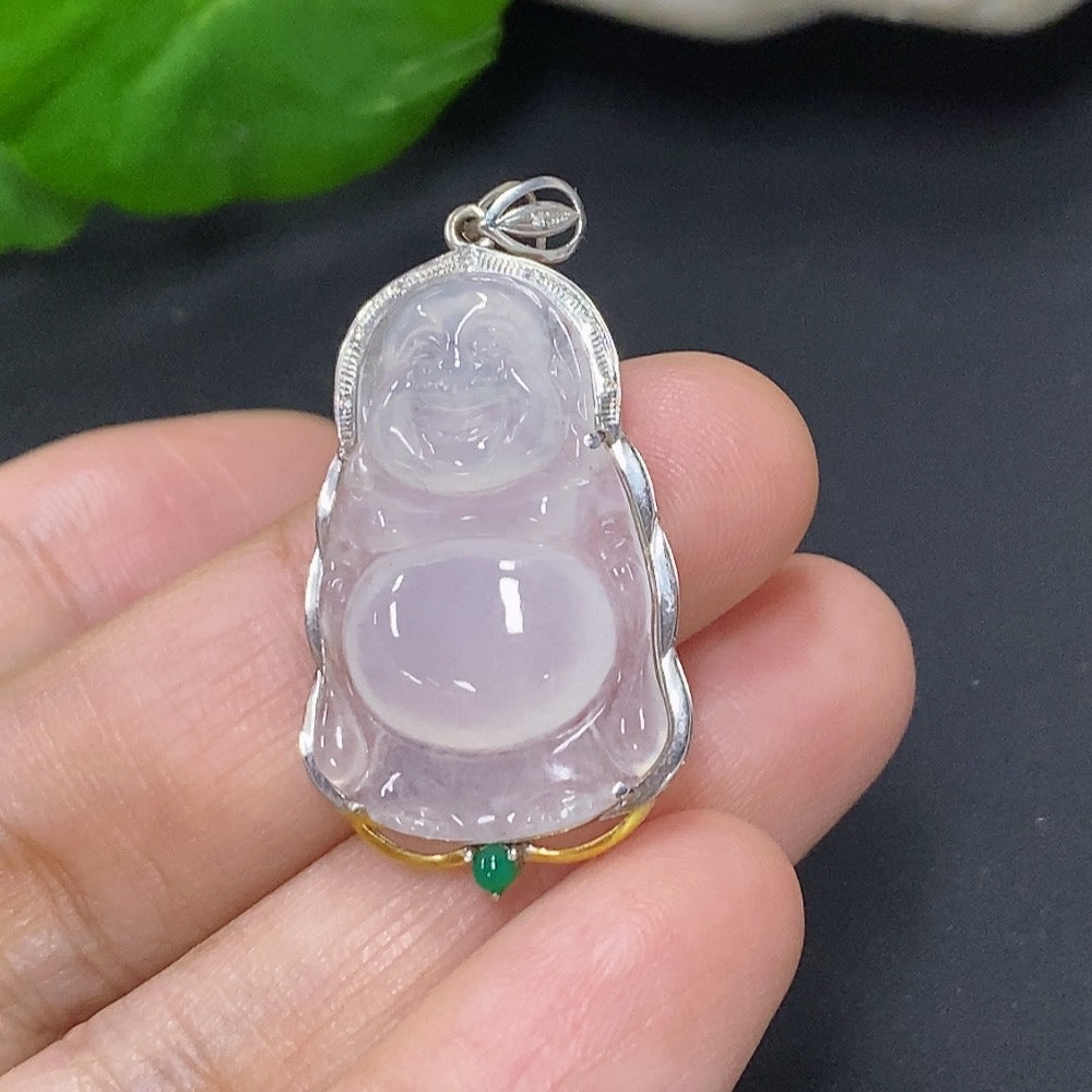 Jadeite Buddha Pendant 18k Gold Total Weight Approx. 3.2g With Non-Jadeite Beads Non-Diamond (Too Small to Confirm)