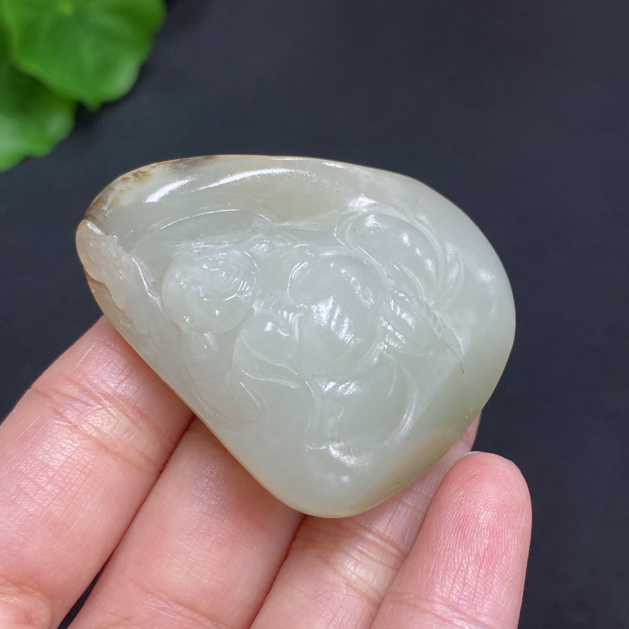 Hetian Jade Pendant - Buddha - Total Weight (including rope): 42.4g - Undetermined skin color origin