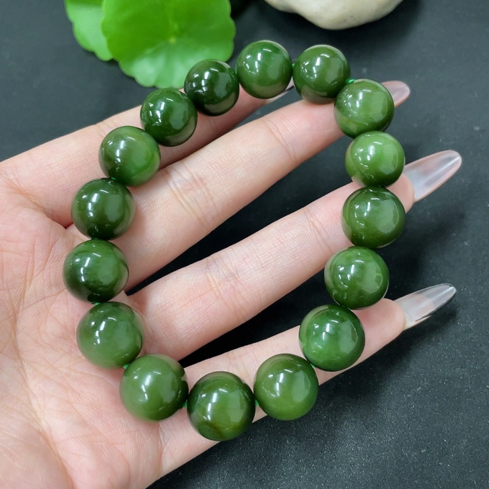 Hetian Jade Jasper Bracelet, . 13mm, . | Huiliu Certified