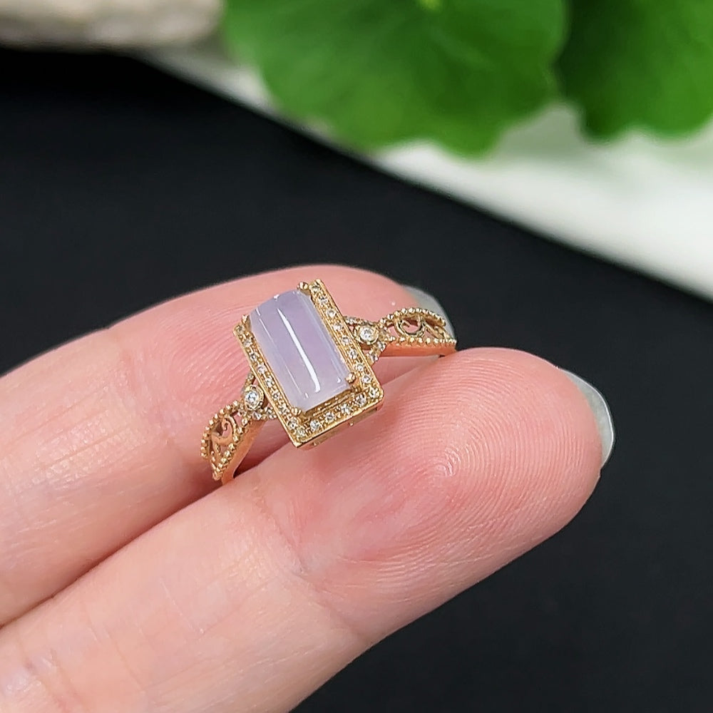 Jadeite Inlaid Ring in 18K Gold (With Diamond Accents)