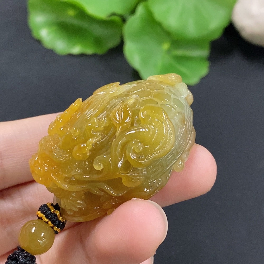 Jadeite Dragon-Turtle Pendant, color origin undetermined