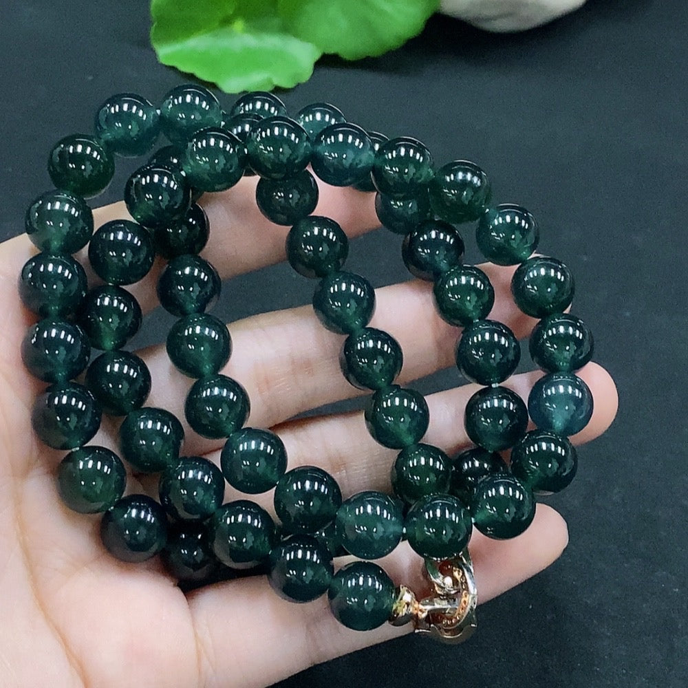 Jadeite Bead Necklace . 9.5mm . Non--Inlaid | Huiliu Certified