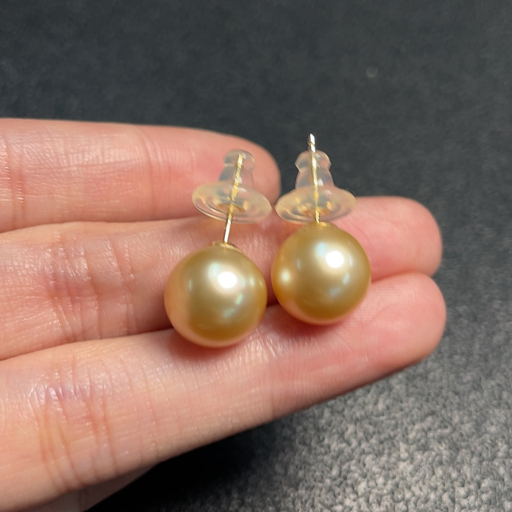 Seawater pearl earrings, color origin undetermined, approximately, size about 11.2mm | Huiliu Certified