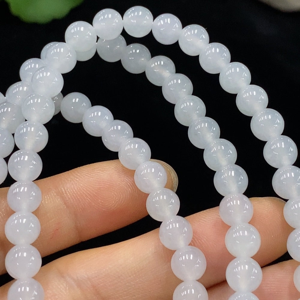 Jadeite Bead Necklace approximately 6.6mm, total weight about 58.75 grams, non-gold