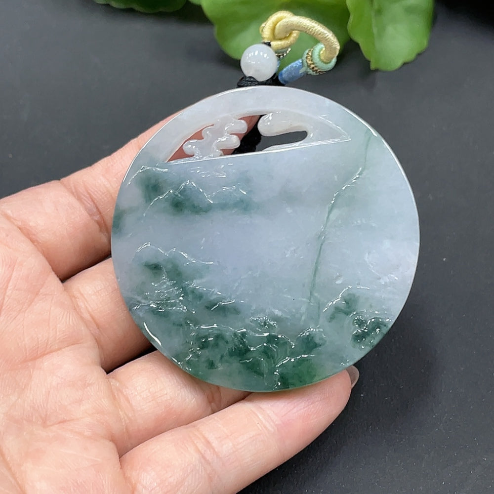 Jadeite landscape pendant gross weight 52.048g