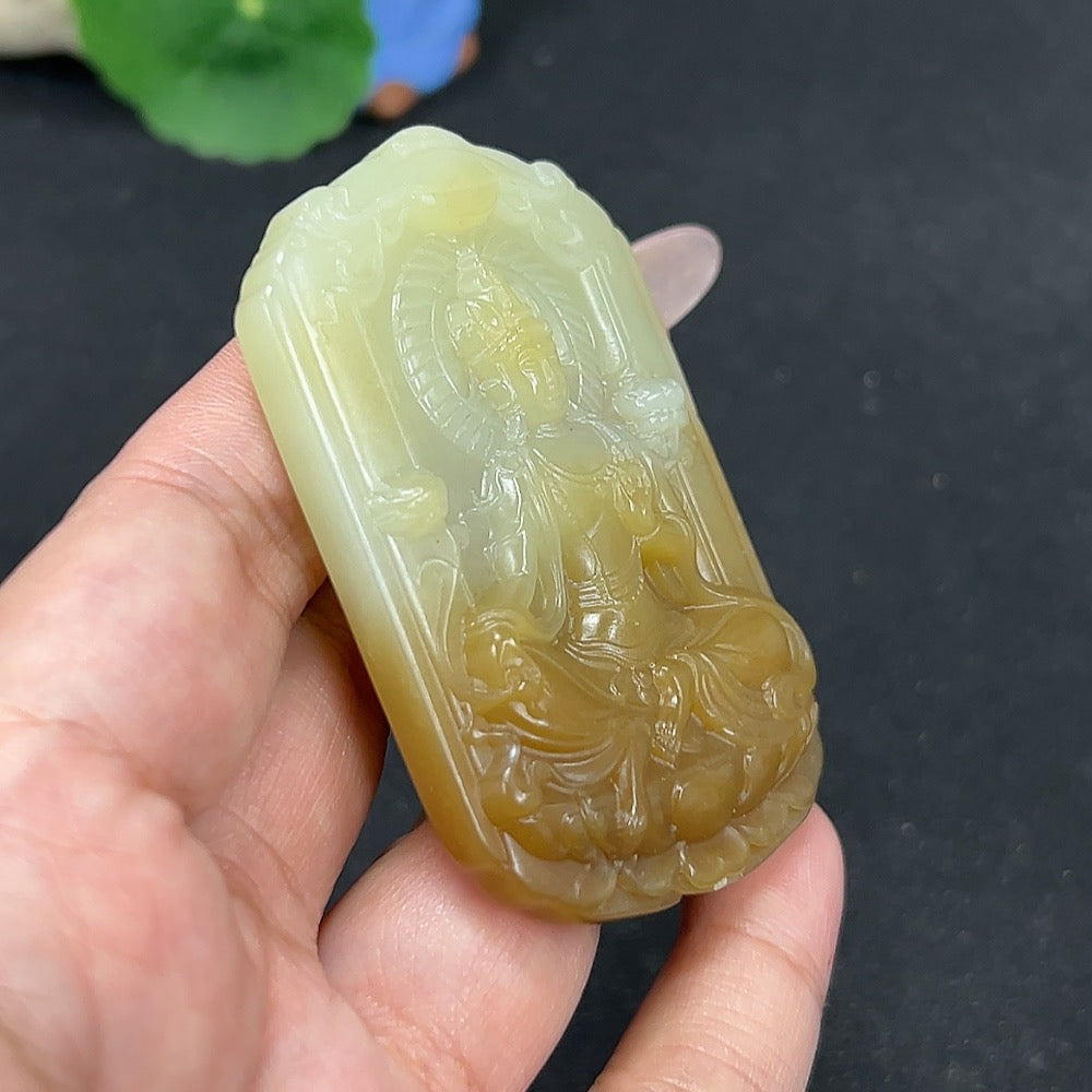 Hetian Jade Pendant - Mahasthamaprapta Bodhisattva, Total Weight Approx. 54g