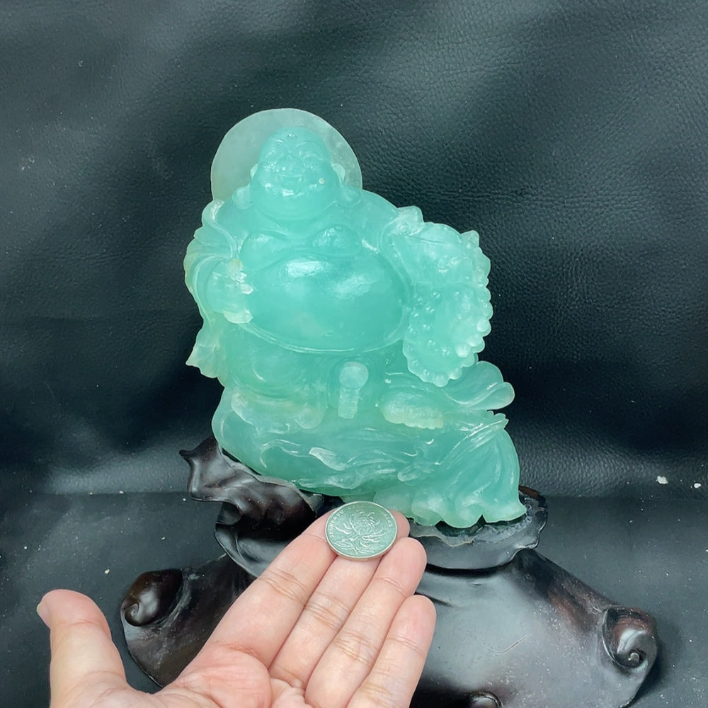 Xiuyu (Serpentine Jade) Ornament Buddha, Total Weight Approx. 890g
