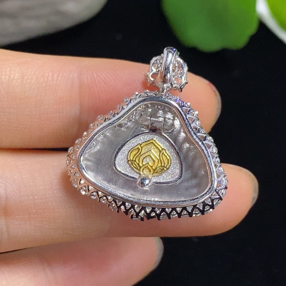 Jadeite Buddha Pendant with 18k Gold and Diamond Accents