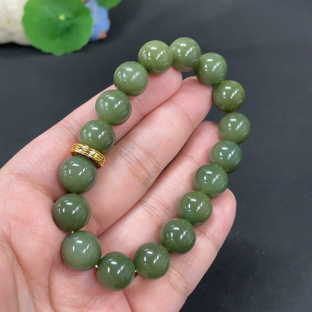 Hetian Jade Bracelet, Approx. 12mm, Total Weight About 47.3g, Non-Gold
