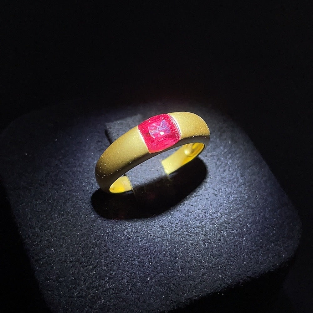 Spinel Inlaid Ring, 18K Gold, Size 14, Total Weight Approx. 2.92g