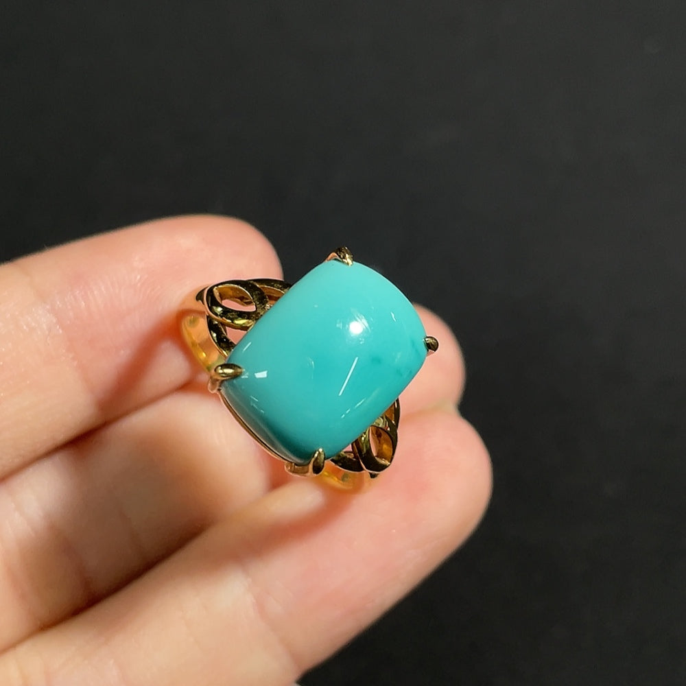 Turquoise Ring 18k Gold Total Weight Approx. 5.17g Size 16