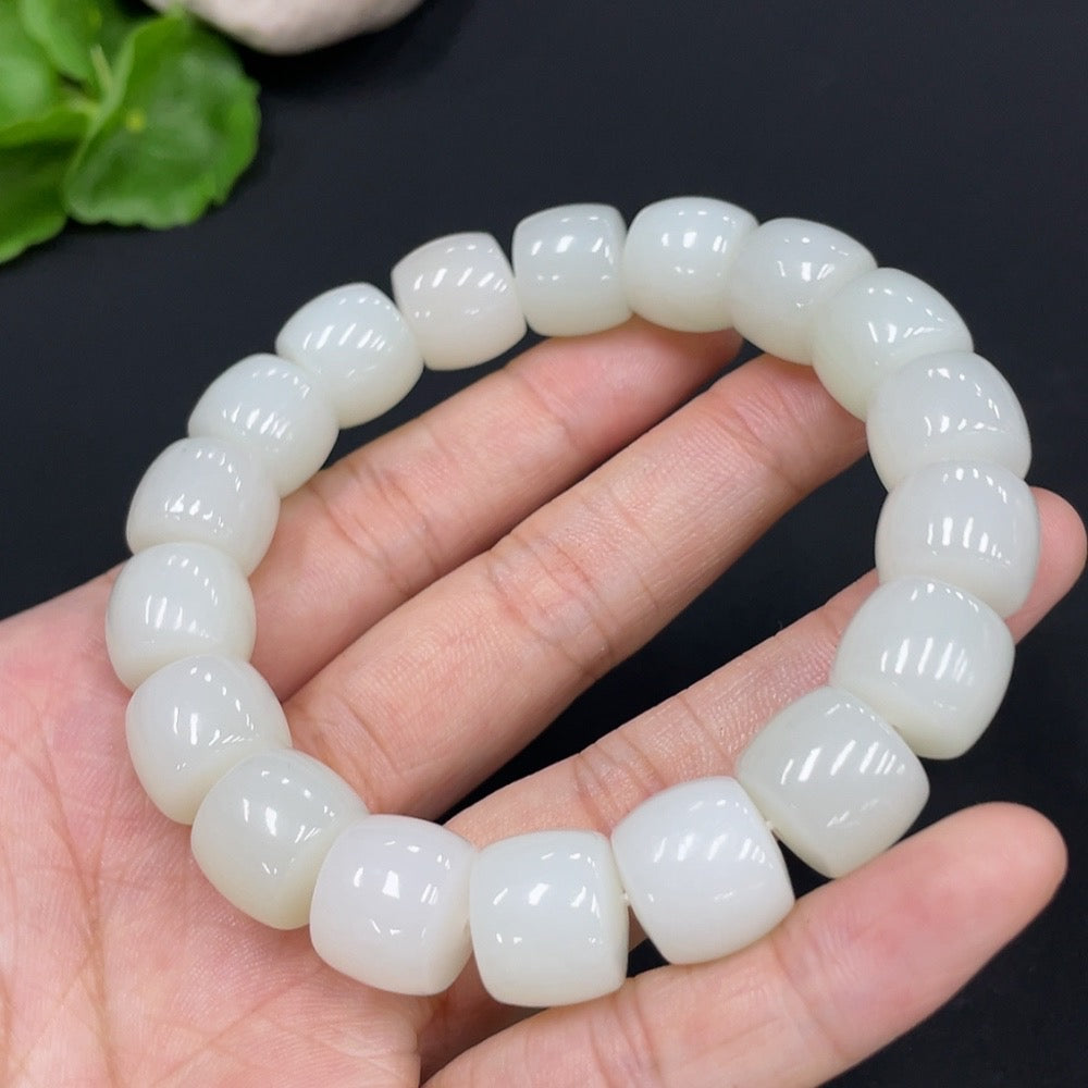 Hetian Jade Bead Bracelet, approx. 13mm, total weight approx. 66.1g