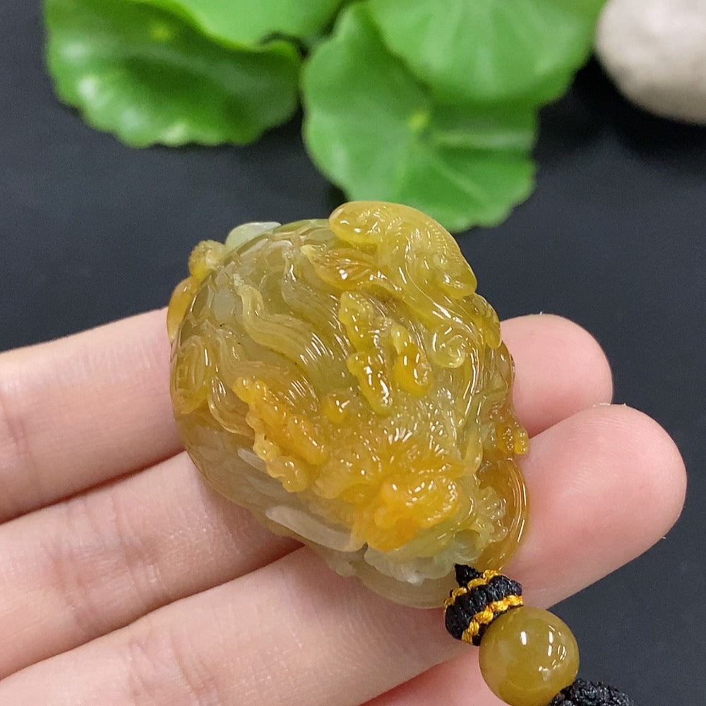 Jadeite Dragon-Turtle Pendant, color origin undetermined