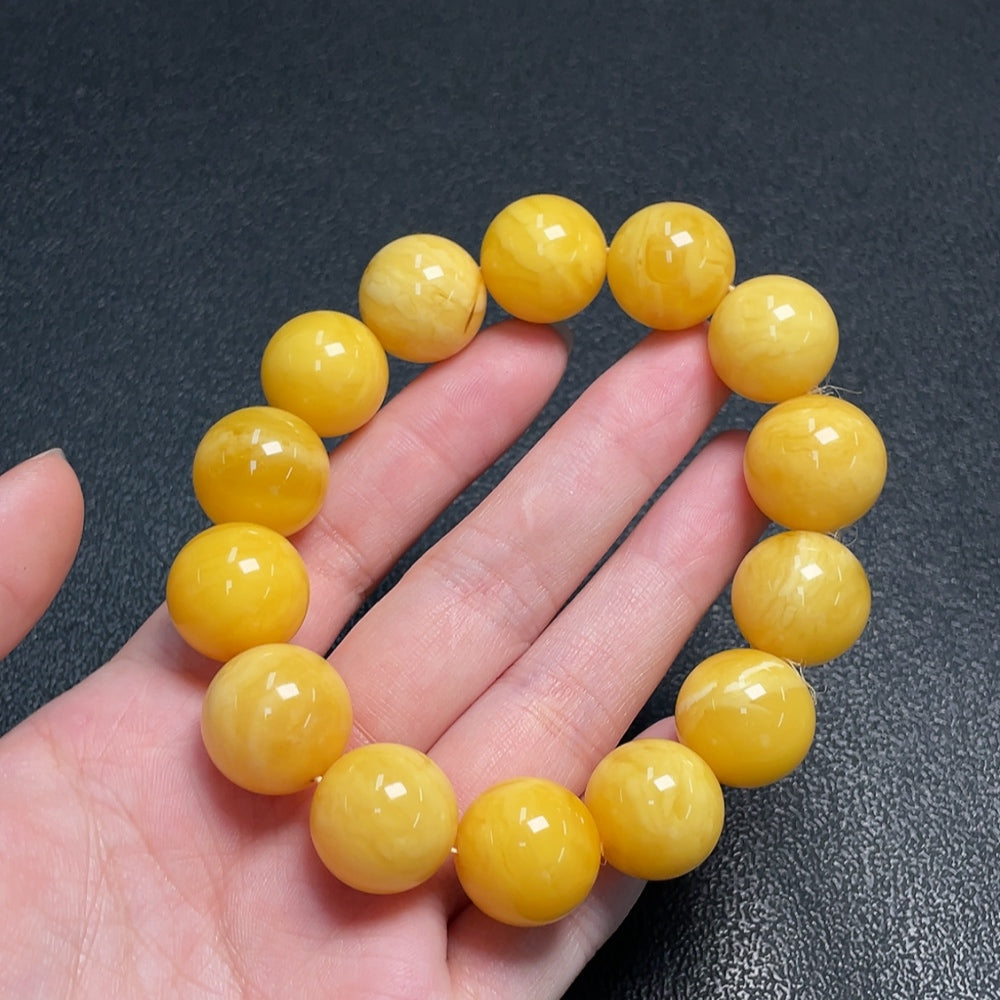 Amber Beeswax Bracelet, ., Size About 15.9mm | Huiliu Certified