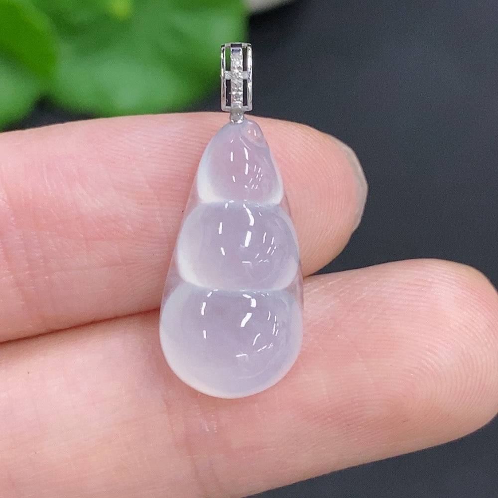 Huiliu Jadeite Lucky Bean Pendant with diamond accents, unmarked, featuring smooth green jade and intricate craftsmanship.