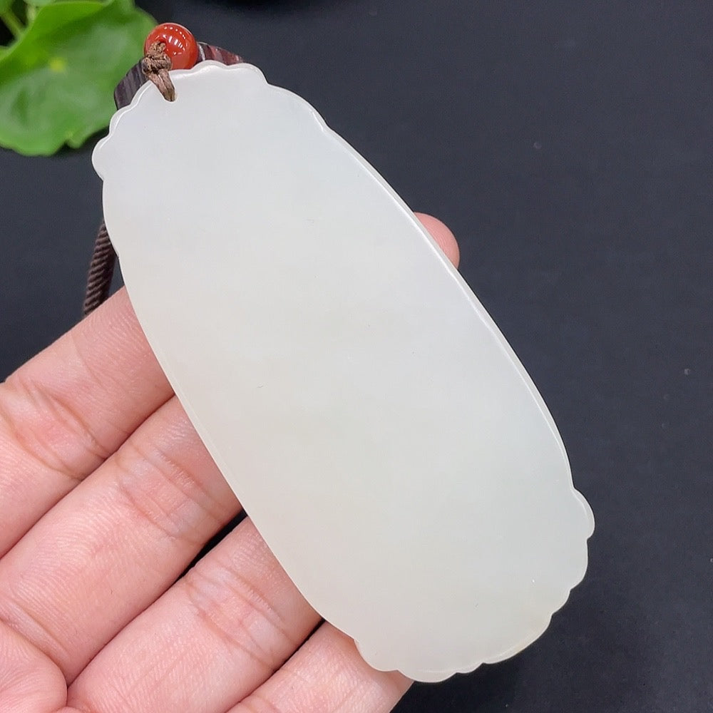 Hetian Jade Pendant Plain Pendant Undetermined Skin Color Formation Total Weight Approx. (Incl. Cord) 58g