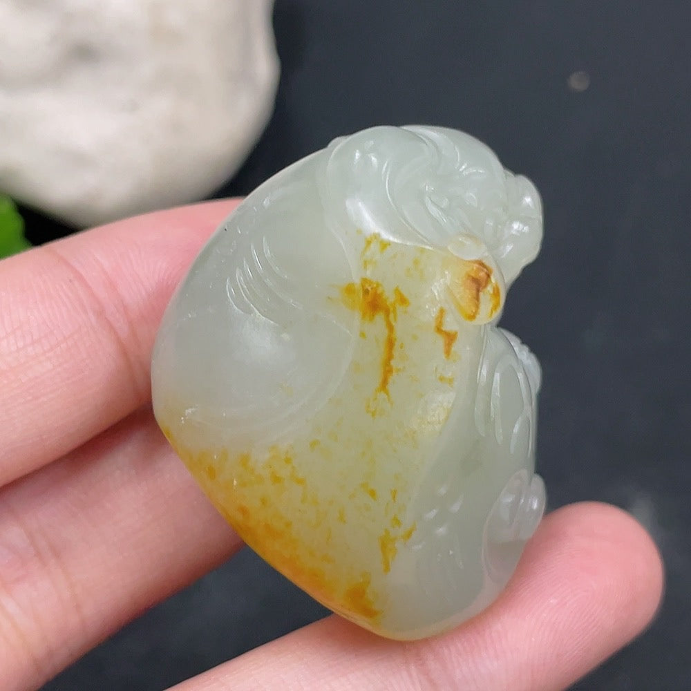 Hetian Jade Pendant Auspicious Beast Undetermined Skin Color Formation . | Huiliu Certified