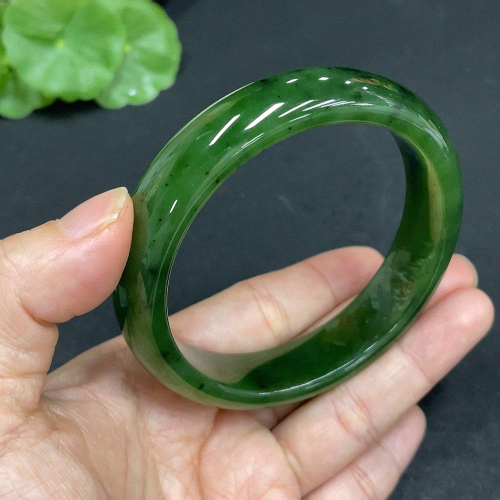 HUILIU HQ Hetian Jade Jasper round bracelet, size 59.1mm, approximately 61.4g, featuring smooth, polished jade beads.