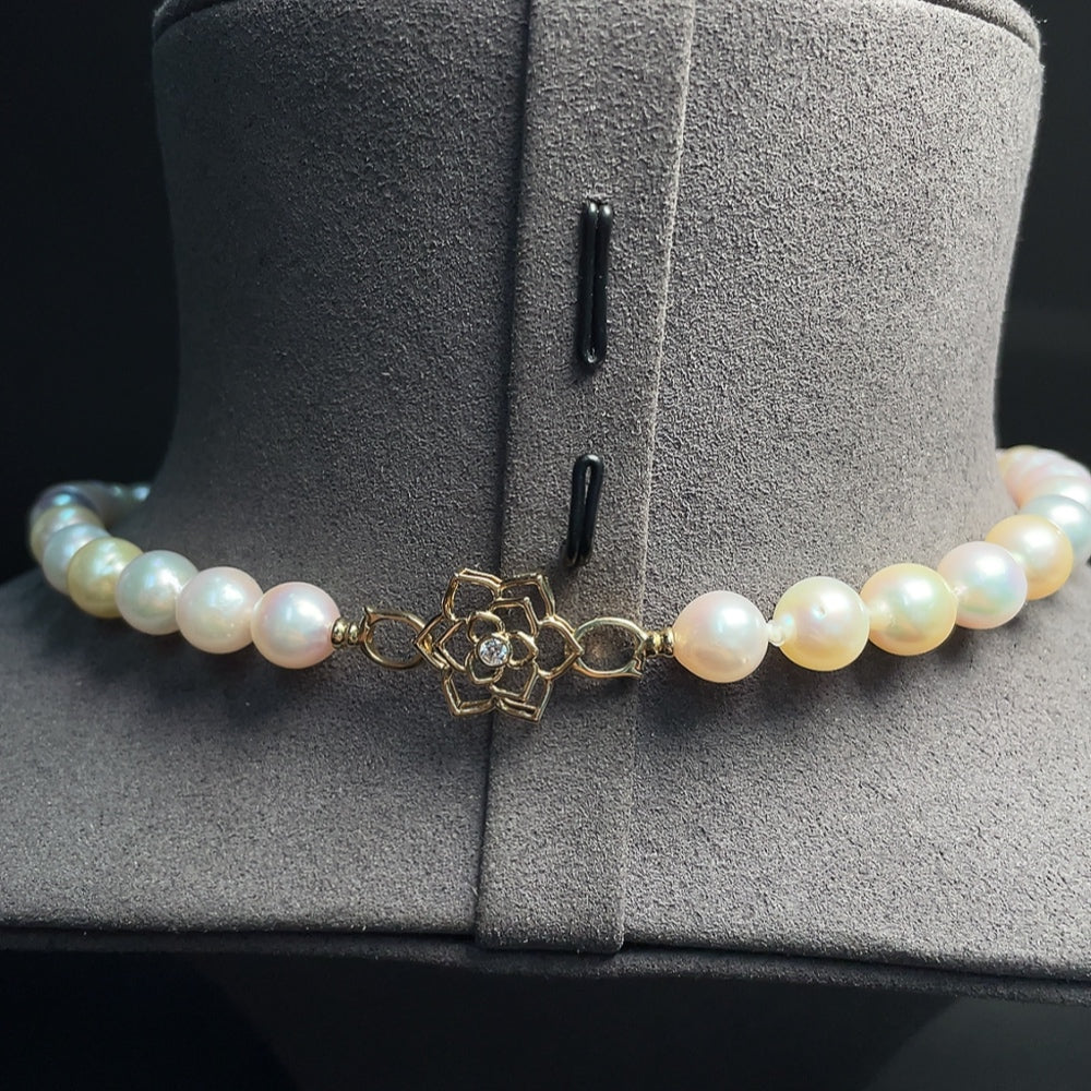 Seawater Pearl Necklace Color Origin Undetermined Non-Diamond 58% Gold Content Total Weight Approx. 40.85g Size 8-8.8mm