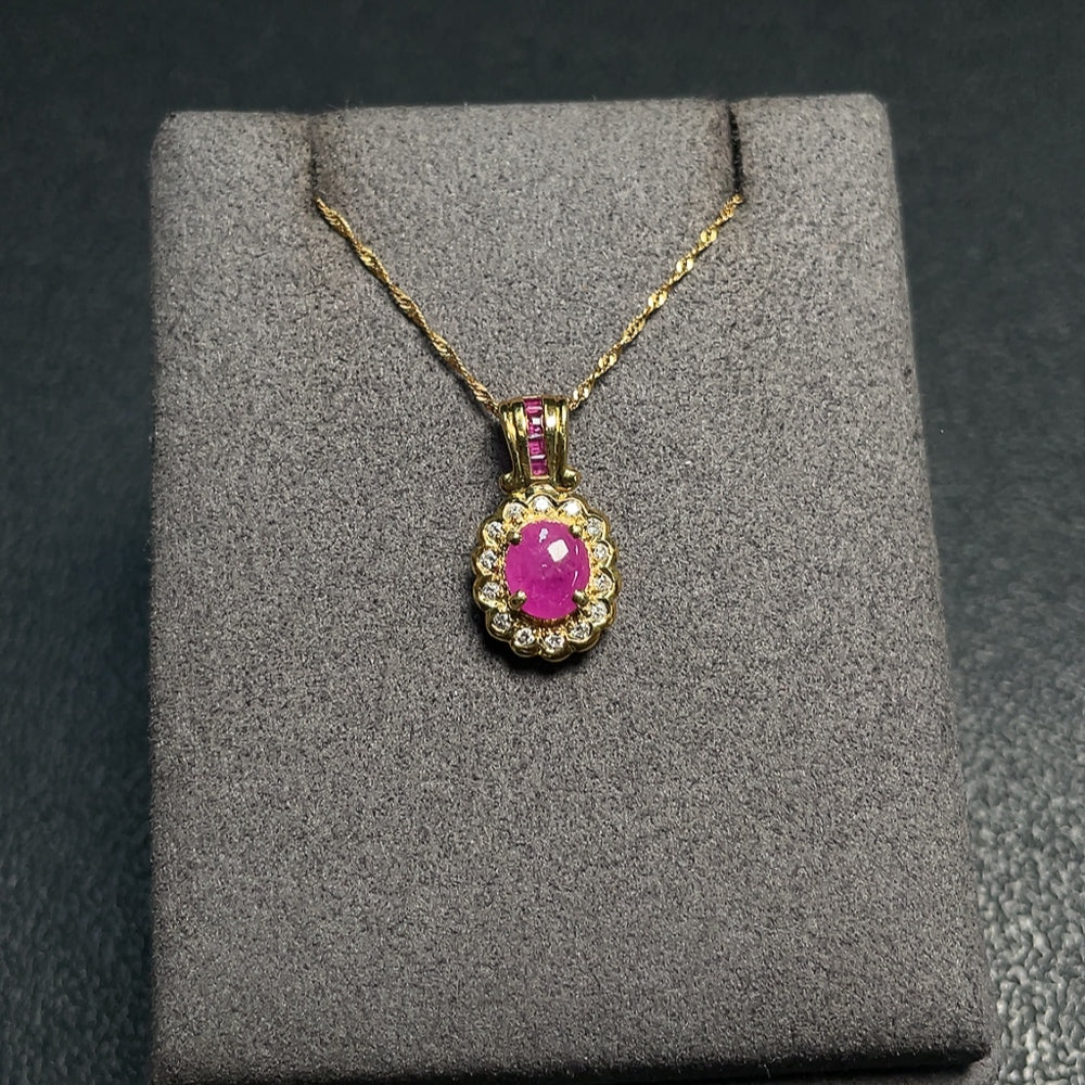 Ruby Necklace with Diamond Accents, . | Huiliu Certified