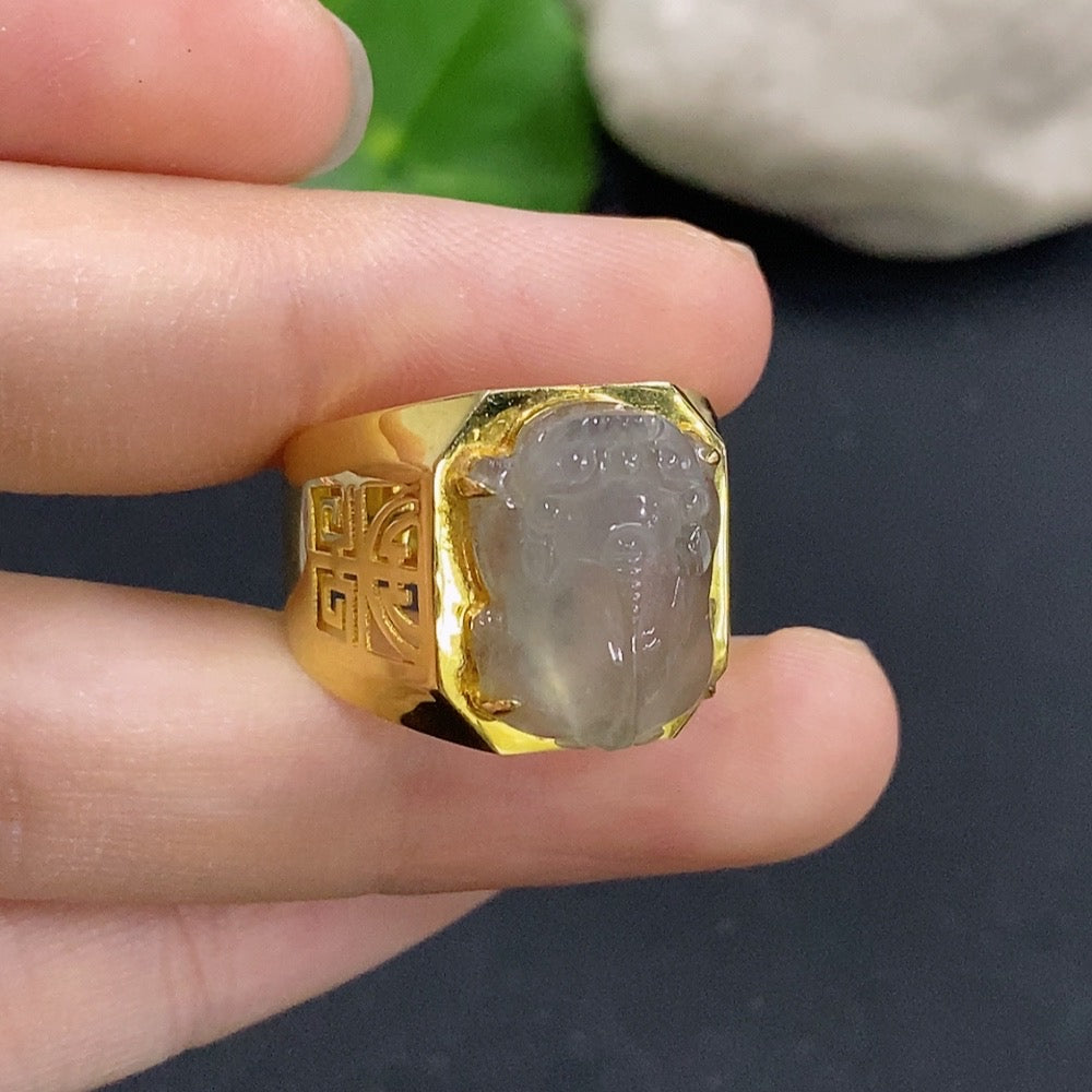 Jadeite Inlaid Ring 18K Gold