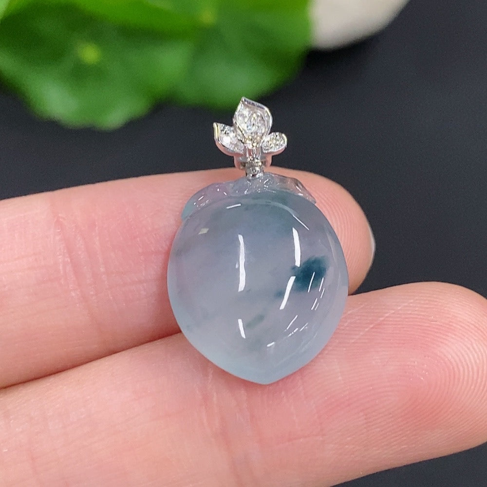 Jadeite Peach Pendant with Clasp, Approximately | Huiliu Certified