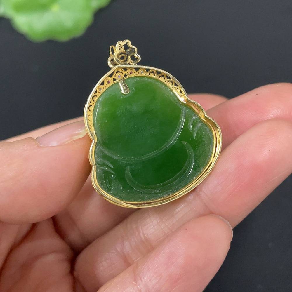 Huiliu HQ Hetian Jade Inlaid Buddha sculpture featuring non-diamond design, intricately carved jade artwork.
