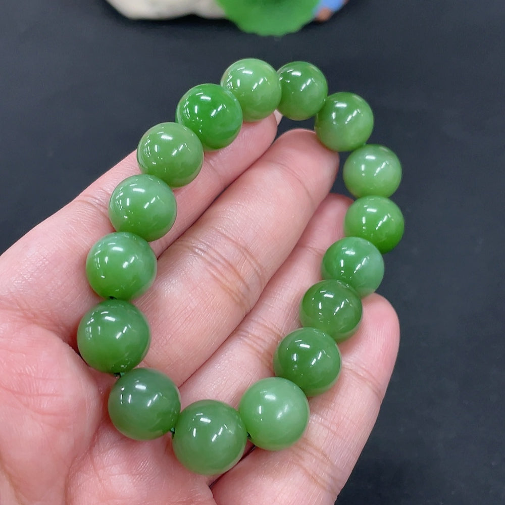 Hetian Jade Jasper Bracelet, approx. 12.2mm beads, total weight approx. 41.3g