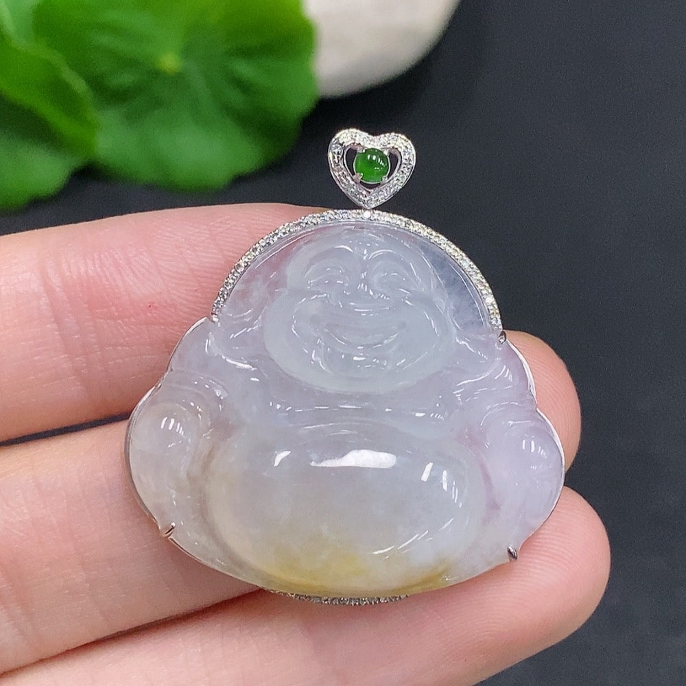 Jadeite Buddha Pendant . Non-Diamond | Huiliu Certified