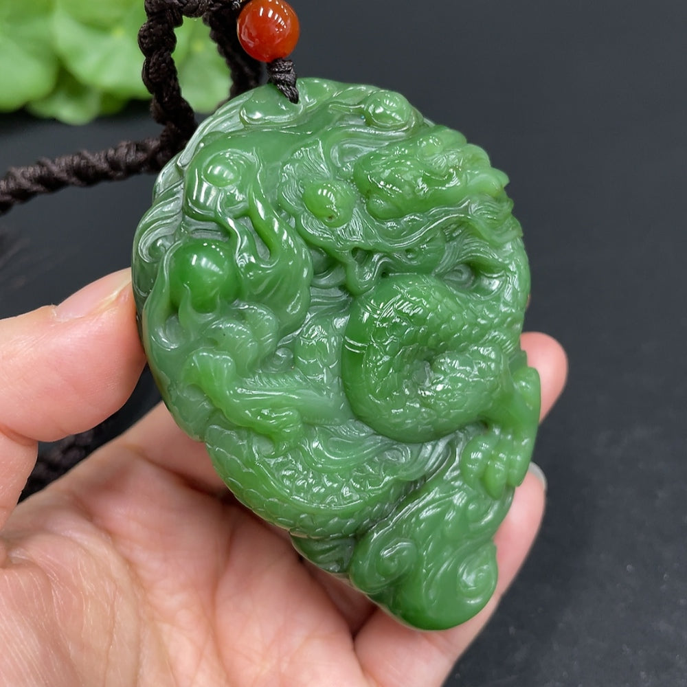 Hetian Jade Hand Bi Jade Carving Dragon | Huiliu Certified