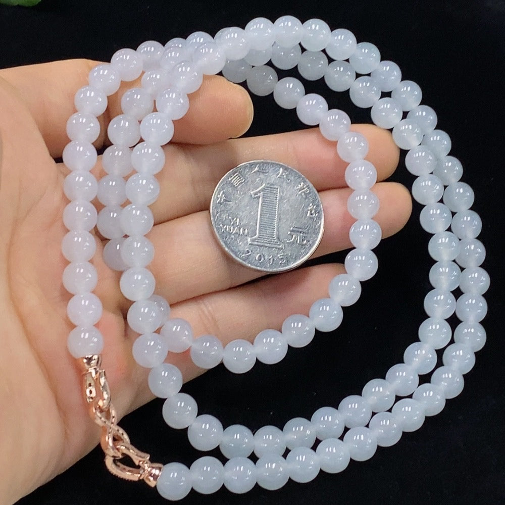 Jadeite Bead Necklace approximately 6.6mm, total weight about 58.75 grams, non-gold