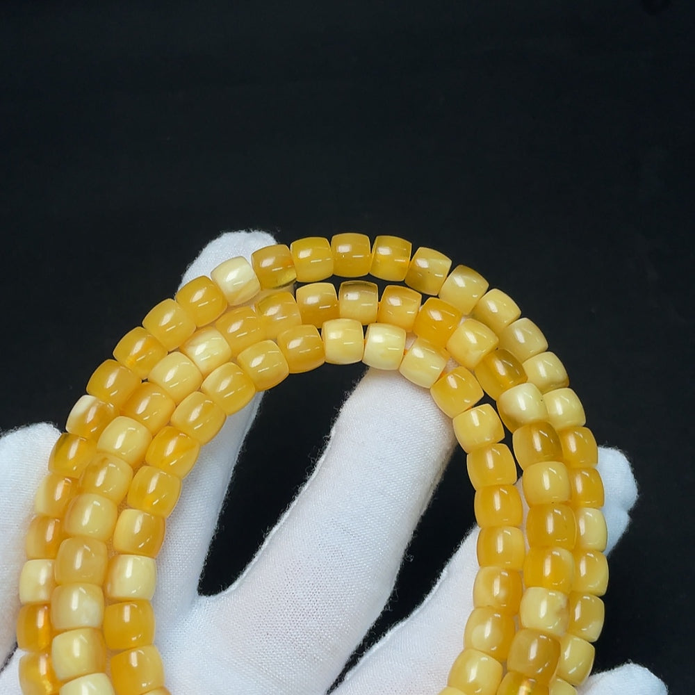 Amber Beeswax Bead Strand