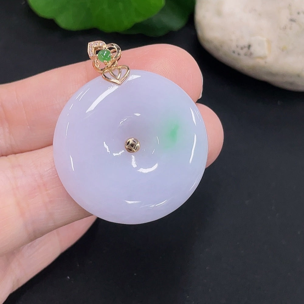 Jadeite Safety Buckle Pendant 18K Gold Total Weight Approx. 10.6g (Non-Diamond)