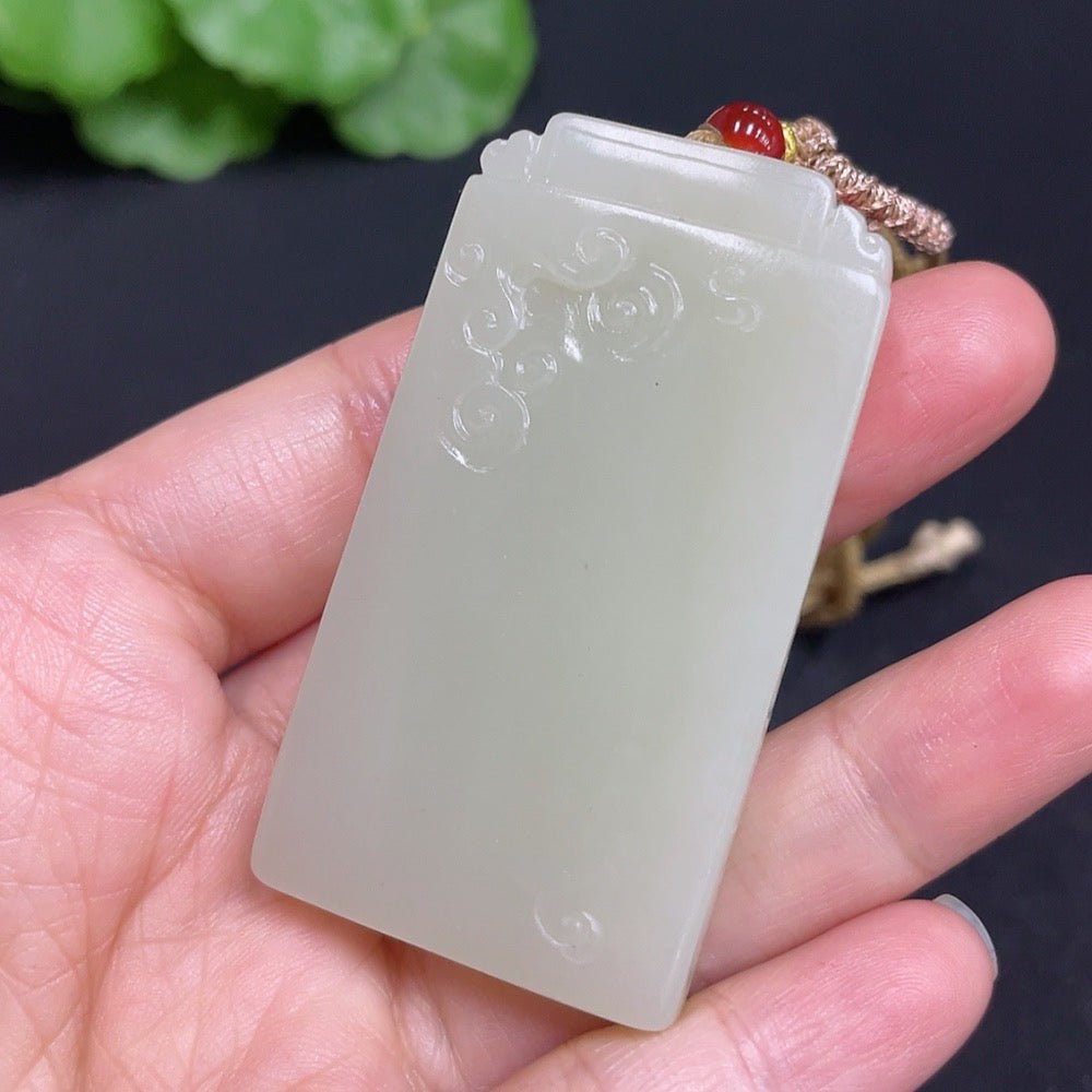 Hetian Jade Pendant Antique Plaque Total Weight (including rope) 43g
