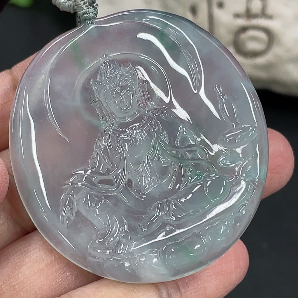 Jadeite Guanyin Pendant, Total Weight Approx. 28.8g