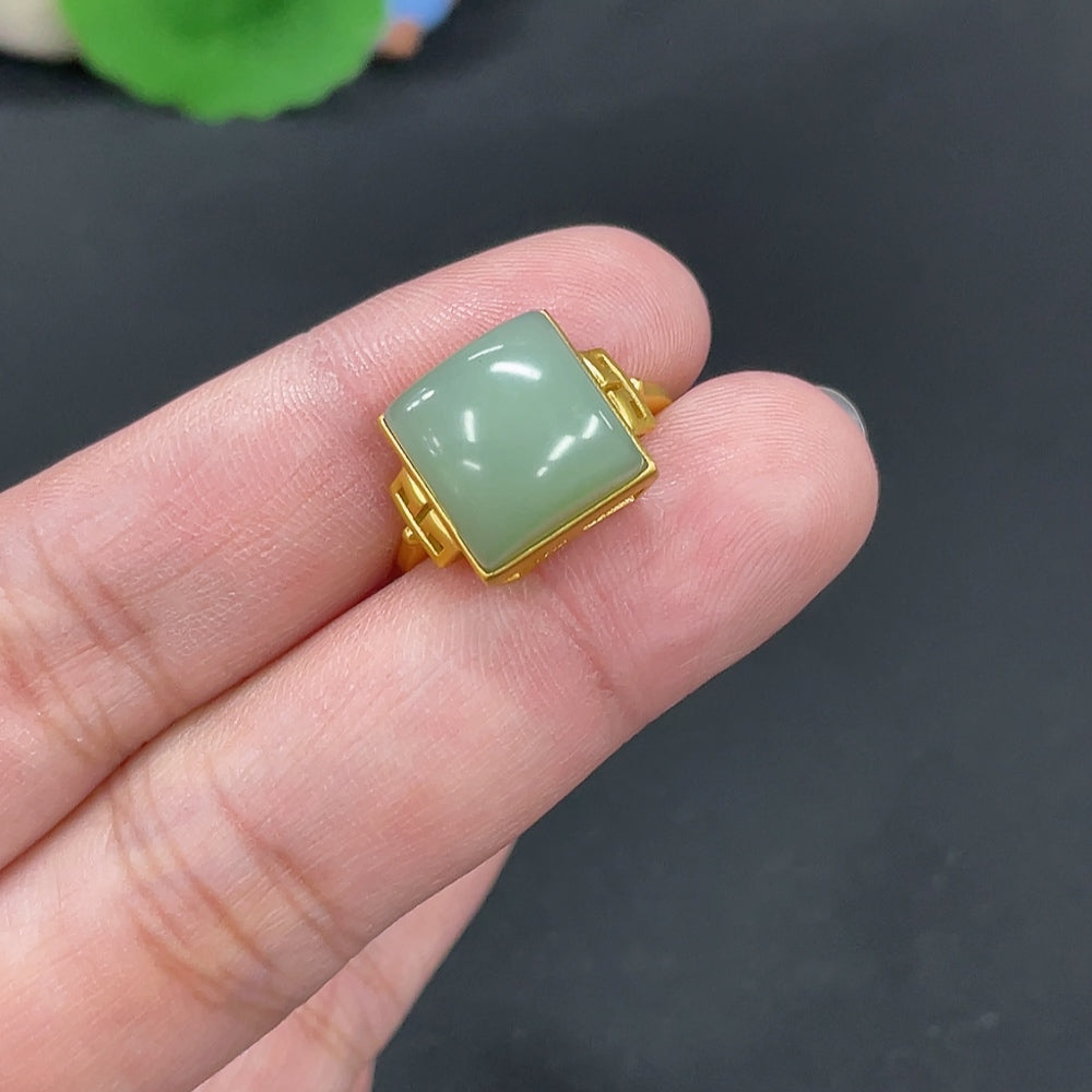 Hetian Jade Inlaid Ring . | Huiliu Certified