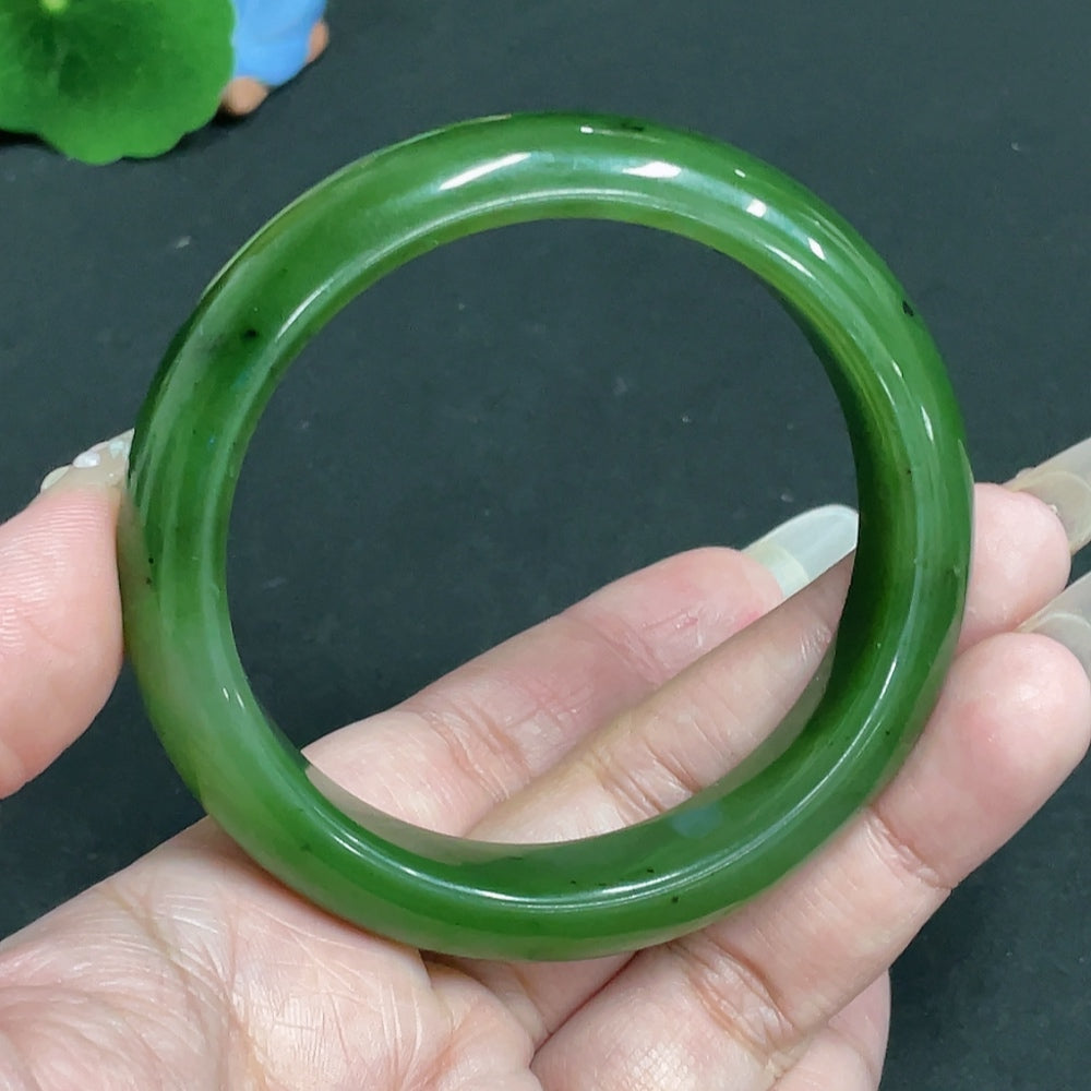 Hetian Jade Round Bracelet, 57.4 inner diameter, total weight approx. 60.7g