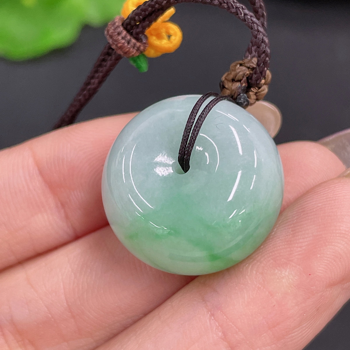 Jadeite Pendant Peace Knot with Cord