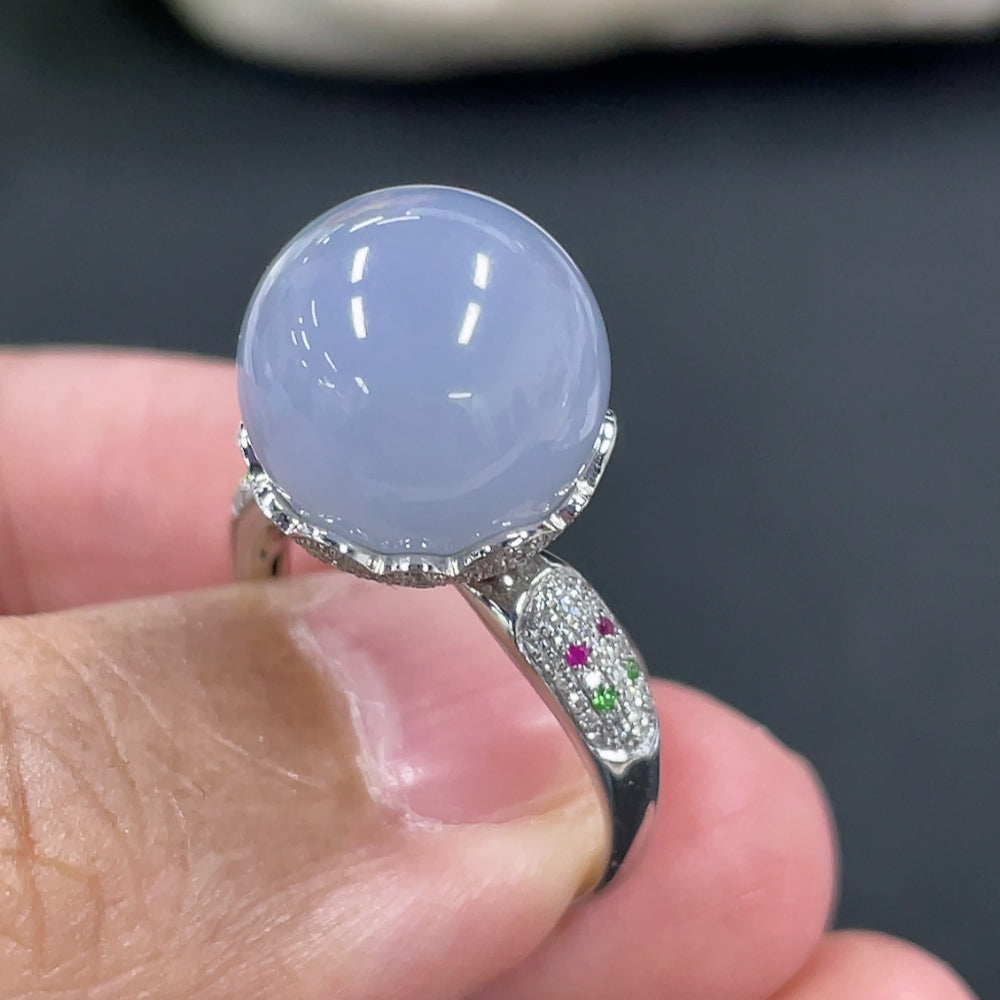 Jadeite Bezel Ring in 18K Gold, Approx. 7g with Diamond Accents (Colorless)