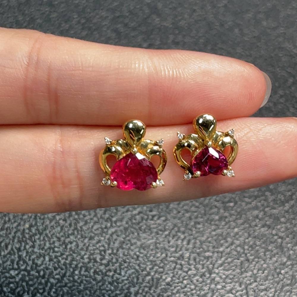 Huiliu certified gemstone tourmaline earrings with no hallmark, weighing approximately 3.46 grams, featuring colorful gemstone settings.